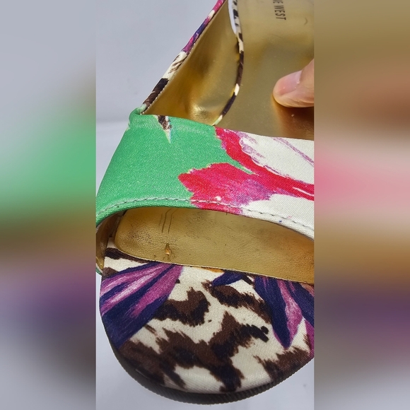 Nine West Sharina Slingback Pump Heels Women's 9.5 M Floral Buckle Adjustable - Picture 14 of 16